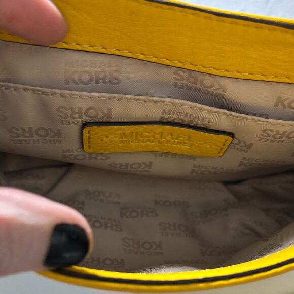 Michael Kors Citrus Yellow Pebbled Leather Small Flap Crossbody Bag - Picture 6 of 10
